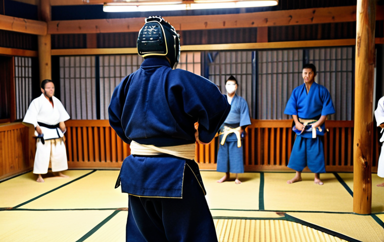 **Image Prompt 1: The Electrifying Return**
    A Kendo practitioner in full bogu (protective gear), stands amidst the intense, charged atmosphere of a Kendo dojo during a competition. The air is thick with palpable tension, sweat glistens on their skin, and the scene is filled with the blur of motion, the echoing thunder of kiai shouts, and the dull thud of shinai hitting the floor. Their eyes, visible through the men, are wide with a mix of exhilarating focus, pre-match anxiety, and the raw sensation of being utterly alive. Dramatic, almost cinematic lighting, emphasizes the individual amidst the chaos, conveying a heightened sense of all senses being acutely alert in a critical moment.