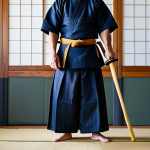 A focused male Kendo practitioner in a full, traditional Kendo uniform (dogi, hakama, bogu), holding a bamboo sword (shinai) in a natural pose, standing in a quiet, warmly lit Kendo dojo. The atmosphere is serene and meditative, emphasizing mental clarity and concentration. The image should convey a sense of calm strength and discipline. fully clothed, modest clothing, appropriate attire, professional dress, perfect anatomy, correct proportions, natural pose, well-formed hands, proper finger count, natural body proportions, safe for work, appropriate content, professional, family-friendly, high quality.