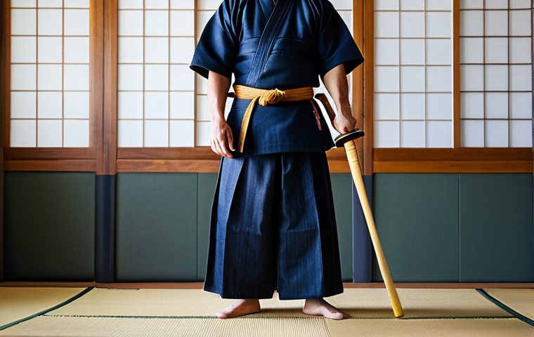 A focused male Kendo practitioner in a full, traditional Kendo uniform (dogi, hakama, bogu), holding a bamboo sword (shinai) in a natural pose, standing in a quiet, warmly lit Kendo dojo. The atmosphere is serene and meditative, emphasizing mental clarity and concentration. The image should convey a sense of calm strength and discipline. fully clothed, modest clothing, appropriate attire, professional dress, perfect anatomy, correct proportions, natural pose, well-formed hands, proper finger count, natural body proportions, safe for work, appropriate content, professional, family-friendly, high quality.